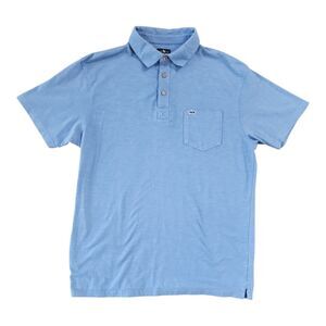 Fish Hippie Polo Shirt Men's Large Blue Logo Pocket Cotton Blend Performance